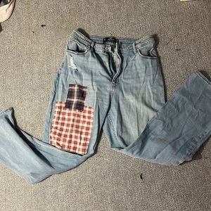 Bf jeans with plad patch’s from hollister